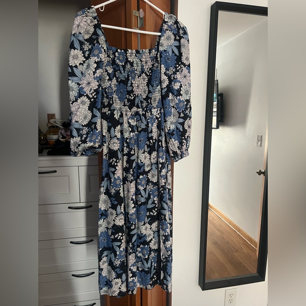 Jcrew floral midi dress Button NWOT